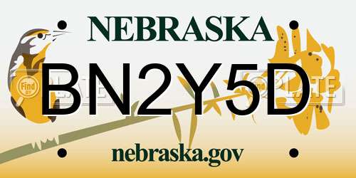BN2Y5D Nebraska License Plate