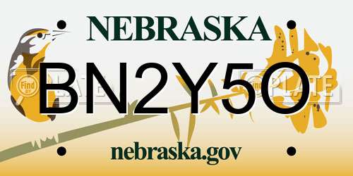 BN2Y5O Nebraska License Plate