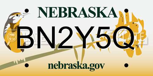BN2Y5Q Nebraska License Plate