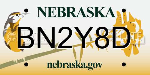 BN2Y8D Nebraska License Plate