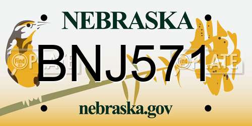BNJ571 Nebraska License Plate