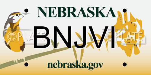 BNJVI Nebraska License Plate