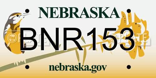 BNR153 Nebraska License Plate