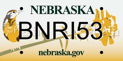 BNRI53 Nebraska License Plate