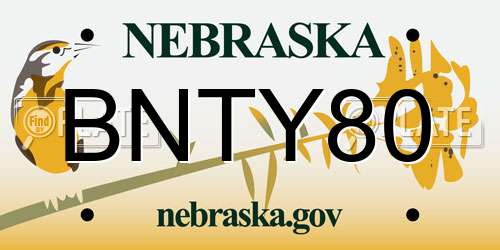 BNTY80 Nebraska License Plate
