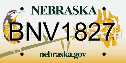 BNV1827 Nebraska License Plate
