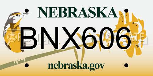 BNX606 Nebraska License Plate