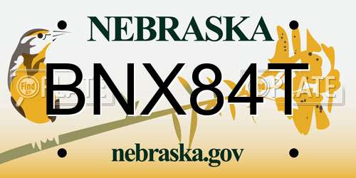 BNX84T Nebraska License Plate
