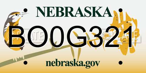 BO0G321 Nebraska License Plate