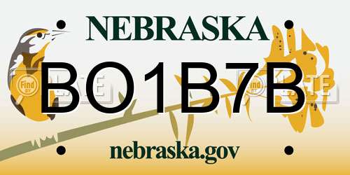 BO1B7B Nebraska License Plate