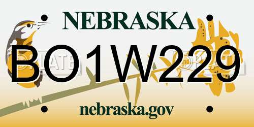 BO1W229 Nebraska License Plate