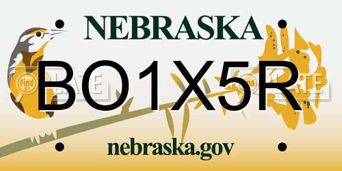 BO1X5R Nebraska License Plate