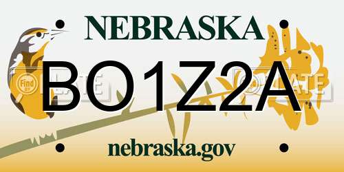 BO1Z2A Nebraska License Plate