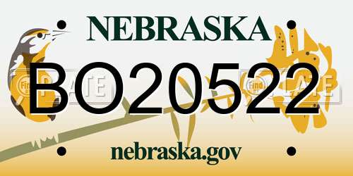 BO20522 Nebraska License Plate