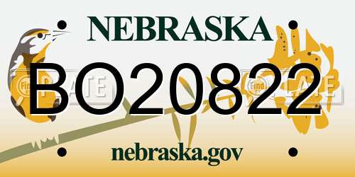 BO20822 Nebraska License Plate
