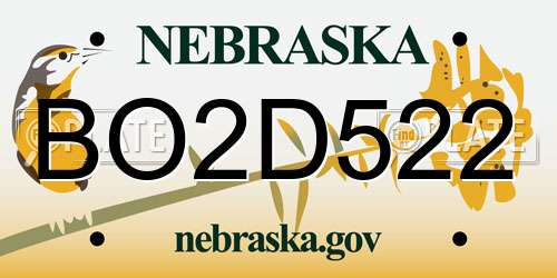 BO2D522 Nebraska License Plate
