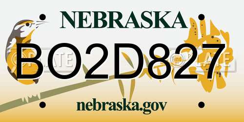 BO2D827 Nebraska License Plate