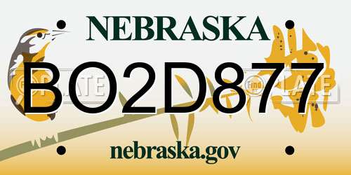 BO2D877 Nebraska License Plate
