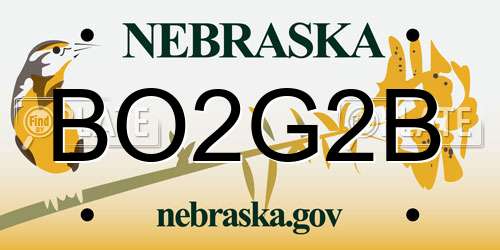 BO2G2B Nebraska License Plate