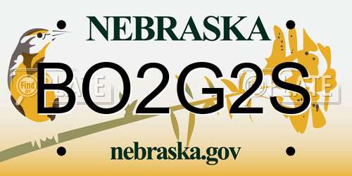 BO2G2S Nebraska License Plate