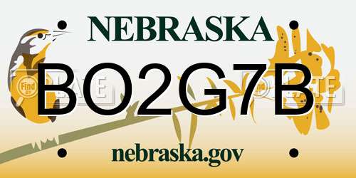 BO2G7B Nebraska License Plate