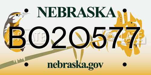 BO2O577 Nebraska License Plate