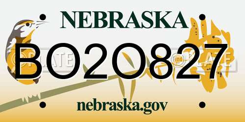 BO2O827 Nebraska License Plate
