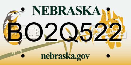 BO2Q522 Nebraska License Plate