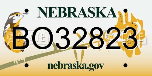 BO32823 Nebraska License Plate