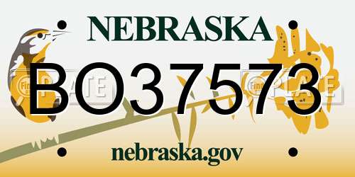 BO37573 Nebraska License Plate