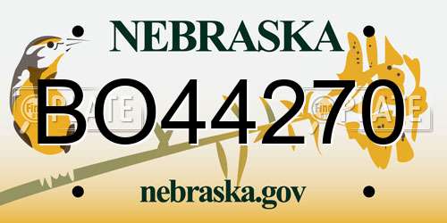 BO44270 Nebraska License Plate