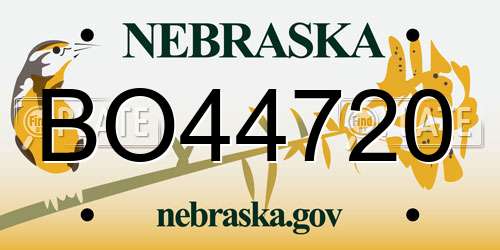 BO44720 Nebraska License Plate