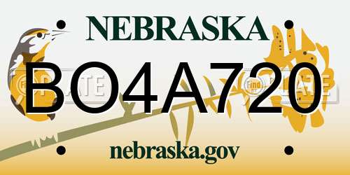 BO4A720 Nebraska License Plate