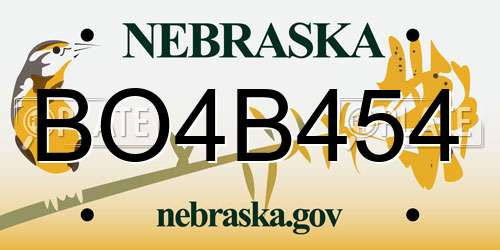BO4B454 Nebraska License Plate