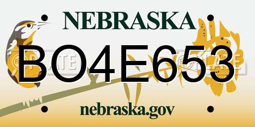 BO4E653 Nebraska License Plate