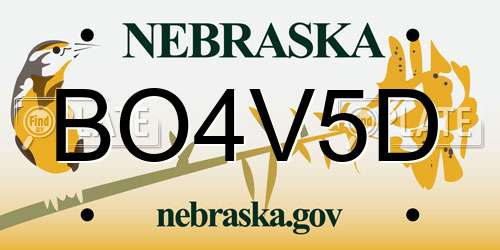 BO4V5D Nebraska License Plate