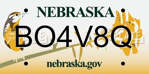 BO4V8Q Nebraska License Plate
