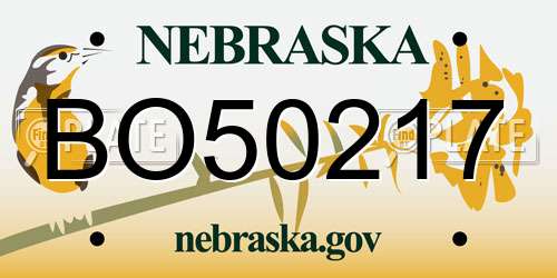 BO50217 Nebraska License Plate