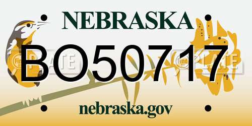 BO50717 Nebraska License Plate