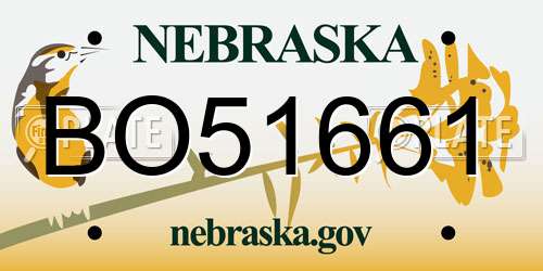 BO51661 Nebraska License Plate