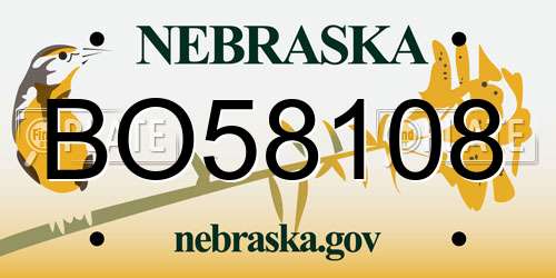 BO58108 Nebraska License Plate