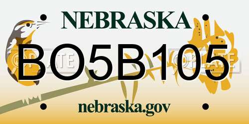BO5B105 Nebraska License Plate