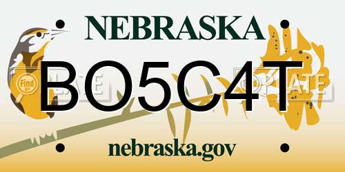 BO5C4T Nebraska License Plate
