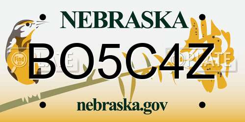BO5C4Z Nebraska License Plate