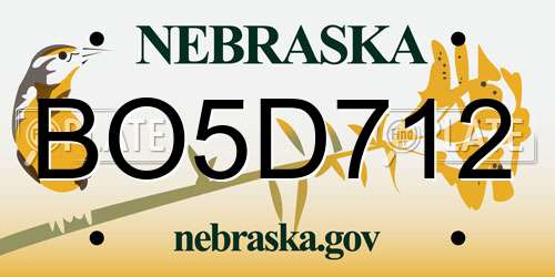 BO5D712 Nebraska License Plate