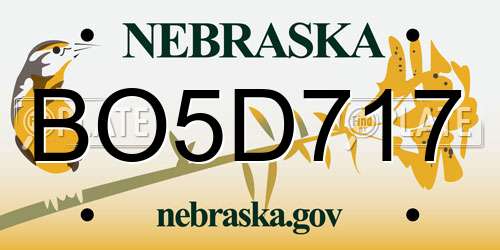 BO5D717 Nebraska License Plate