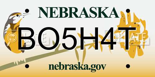 BO5H4T Nebraska License Plate