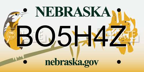 BO5H4Z Nebraska License Plate