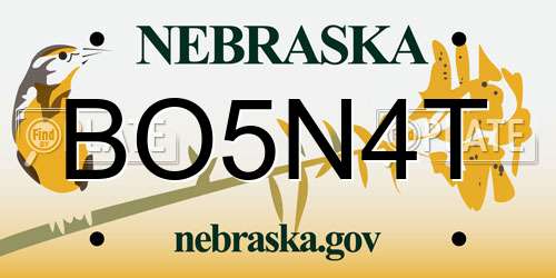 BO5N4T Nebraska License Plate