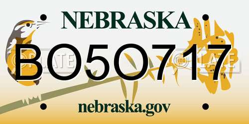 BO5O717 Nebraska License Plate